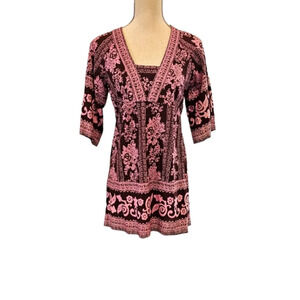 🚨NWOT Charlotte Russe Purple Floral Boho Tunic Top